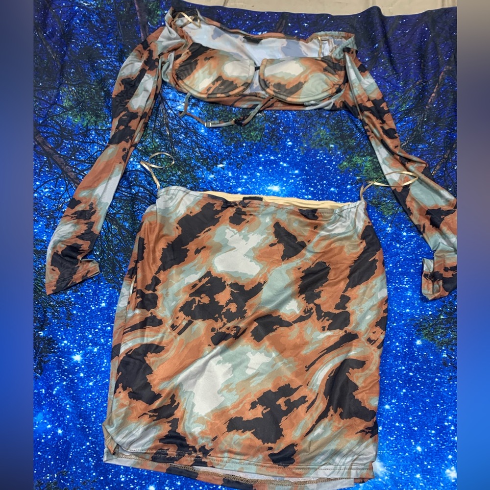 NWT Dolls Kill Rust In Time Bra Top & Skirt Set Size M & L